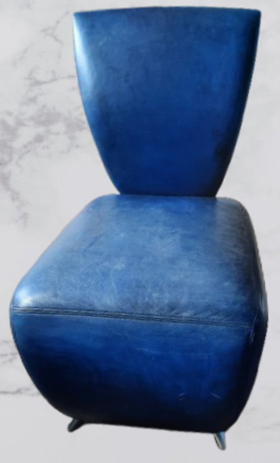 Image 1 of Sillón de cuero Dauphin "Bobo" de Dietmar Scharping - Diseño postmoderno de los años 90
