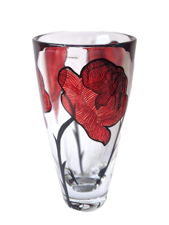 Image 1 of Kosta Boda - Heavy vase with roses "Tattoo" by Ludvig Löfgren - Signed