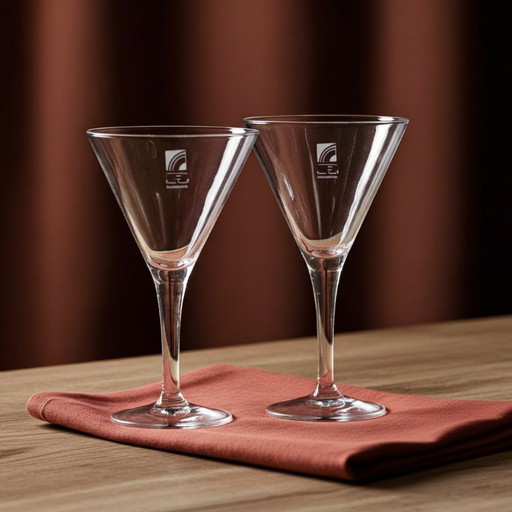 2 bicchieri da Martini vintage in cristallo soffiato a mano di Luigi Bormioli Tiziano