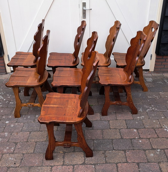 Image 1 of 8 x Brutalistische Eichenstühle.