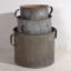Seaux métalliques anciens (c.1920). Lot de trois pièces #2 – Cache pots, Metal, Rustic (photo 9 of 9)
