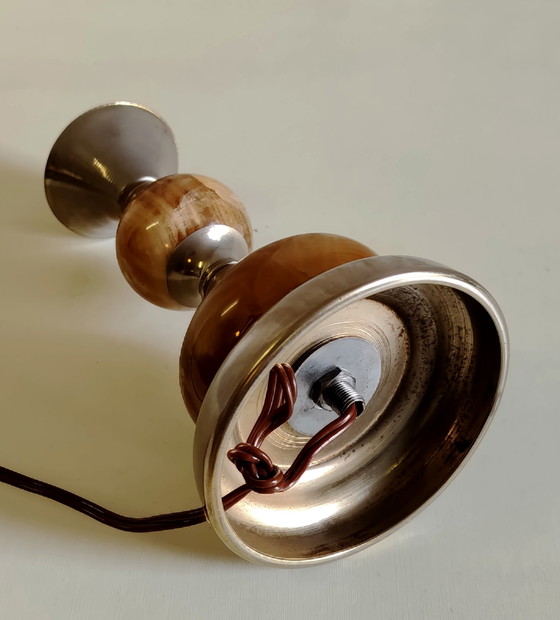 Table Lamp Base in Onyx and Chrome-Plated Metal - 1970s (photo 8 of 8)