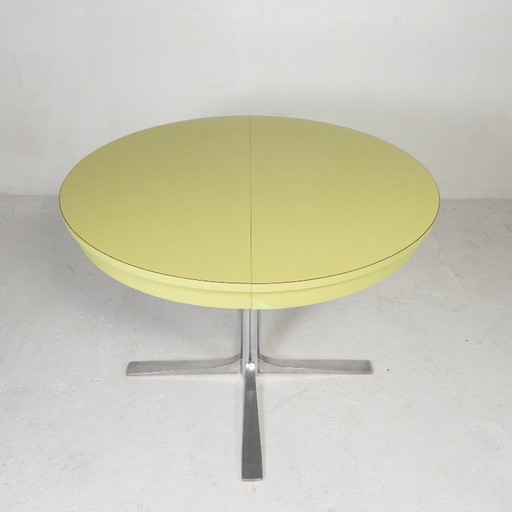 Round vintage dining table diameter 100 cm, extended 135 cm, 1970s