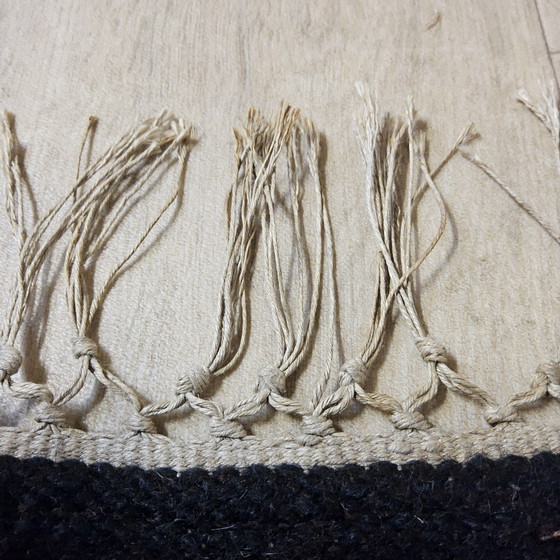 Image 1 of Vintage wollen Design Kilim Tapijt Maria Janowska (Zachód) zonsondergang (Poolse kunst)