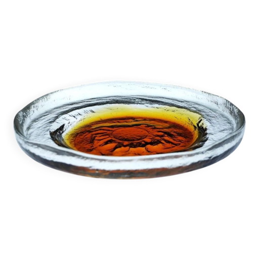 Assiette en verre d'art brutaliste par Pentti Santalahti, 1970