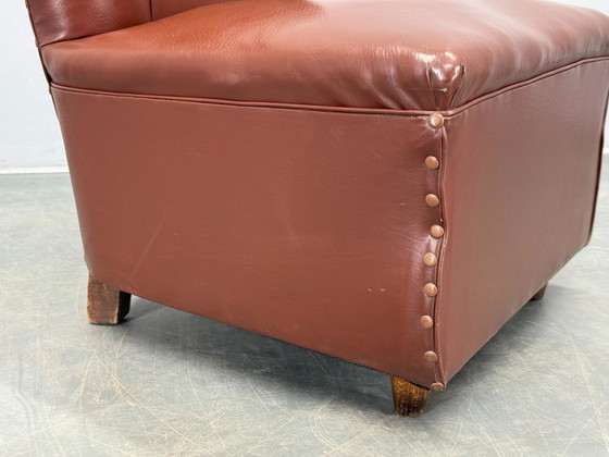 Image 1 of Sillón italiano de cuero sintético de mediados de siglo de la década de 1950