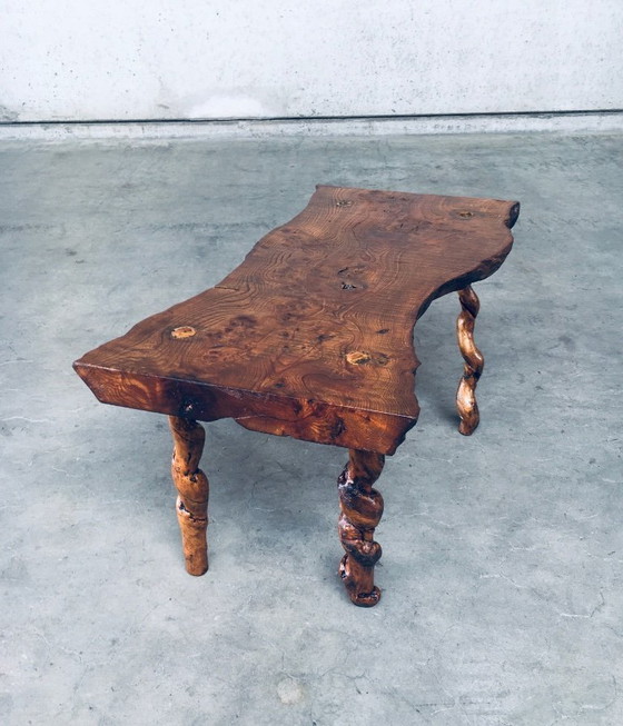 Image 1 of Handgefertigter Beistelltisch aus Eichen- und Traubenholz im Brutalismus-Stil der 1950er