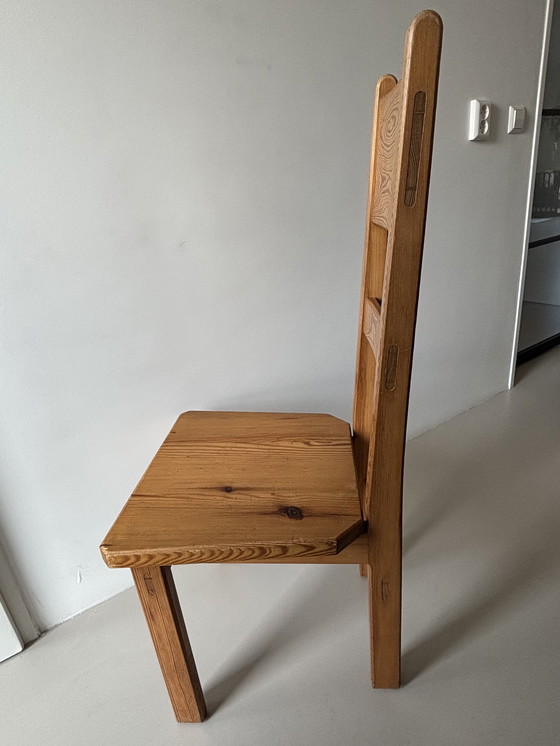 Image 1 of SET OF 4 BRUTALIST PINE HIGH-BACK DINING CHAIRS BY ROLAND WILHELMSSON FOR KARL ANDERSSON & SÖNER, 1960S