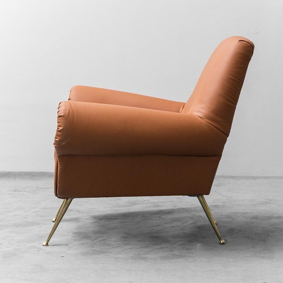 Image 1 of ECO-LEREN FAUTEUIL GIGI RADICE MINOTTI 1950 VINTAGE MODERN ANTIEK