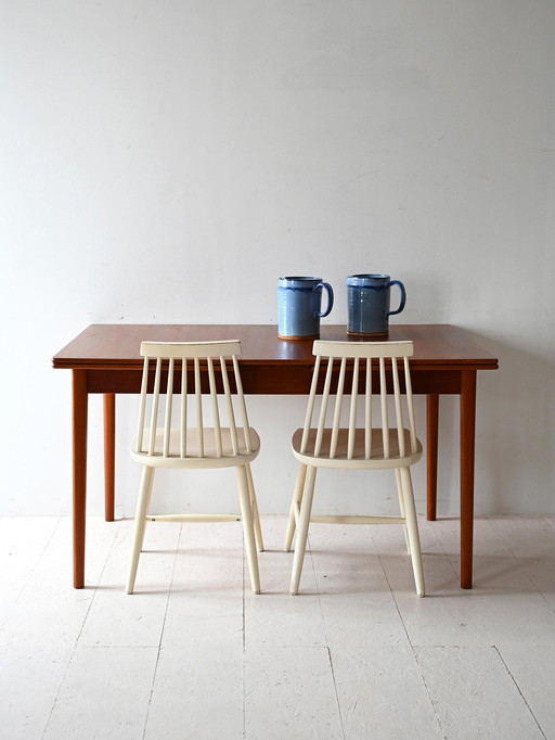 Vintage Scandinavische Teak Uitschuifbare Eettafel