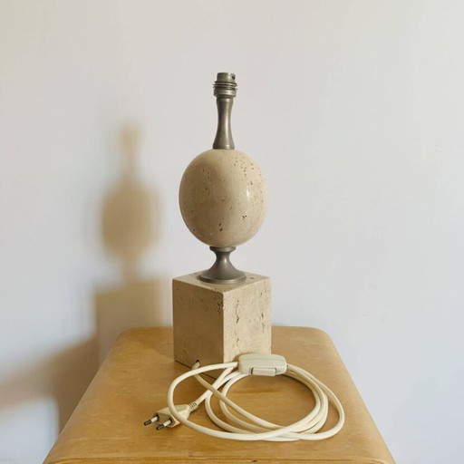 Philippe Barbier Travertin-Lampenfuß – 1970er Jahre – tafellampen, Stone