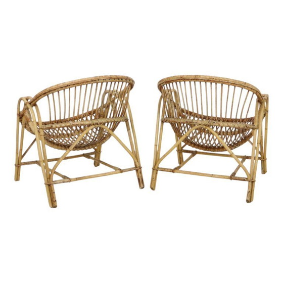 Image 1 of Set vintage di poltrone lounge in rattan stile boho