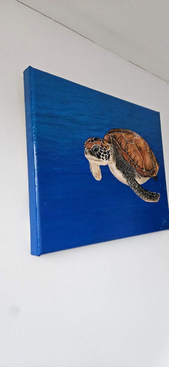 Image 1 of Handmade acrylic sea turtle painting