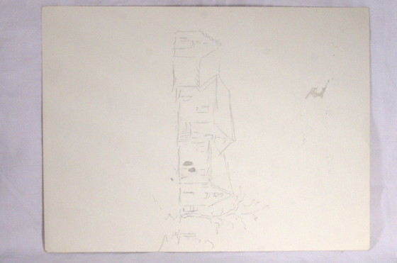 Watercolor painting of a Provençal farmhouse and two people (adult and child), 32x24cm – Paintings & Drawings (photo 2 of 5)