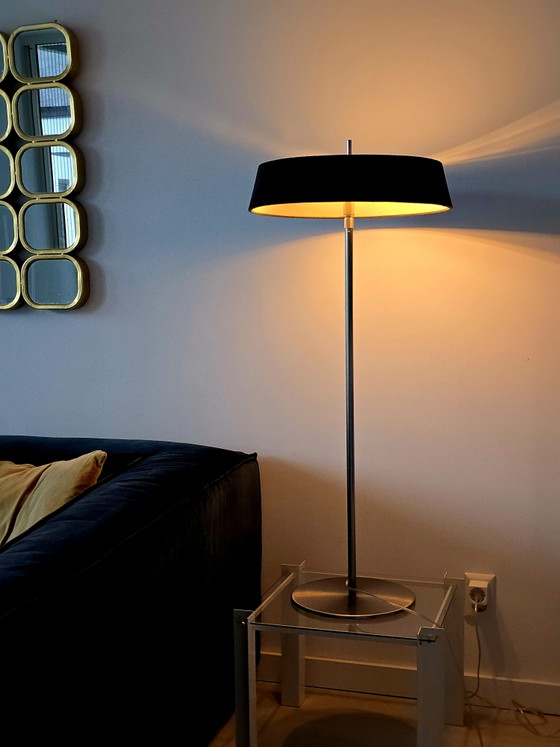 Image 1 of Lampe (150 cm entièrement déployée) avec base en acier inoxydable et verre