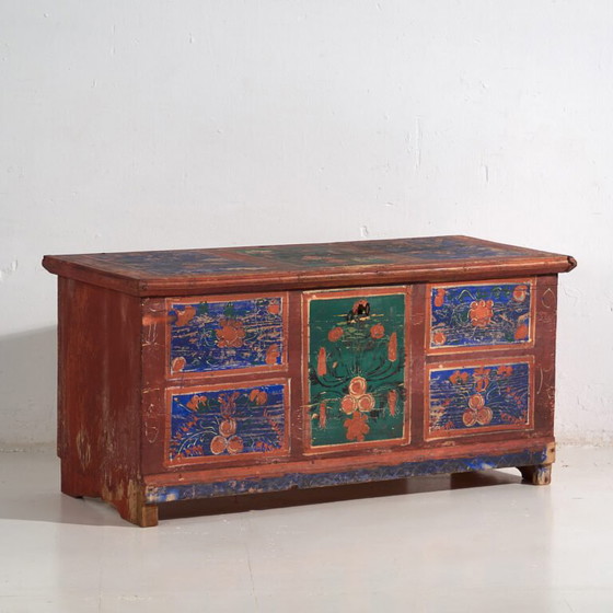Coffre ancien peint à la main avec motifs floraux (Année 1907) #100 – Commodes (photo 7 of 40)