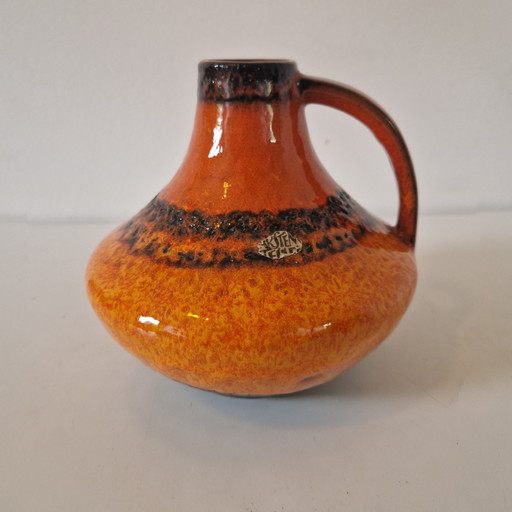Carstens ceramic orange vintage vase ear vase west germany vase