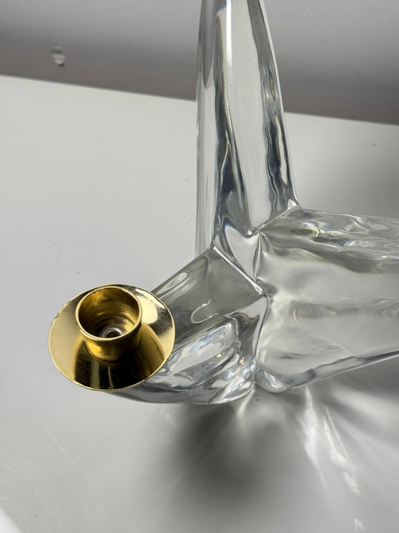 Lampadario modernista in cristallo massiccio e ottone – Firmato Schneider 1960 – Portacandele, Vetro, Design (photo 4 of 13)