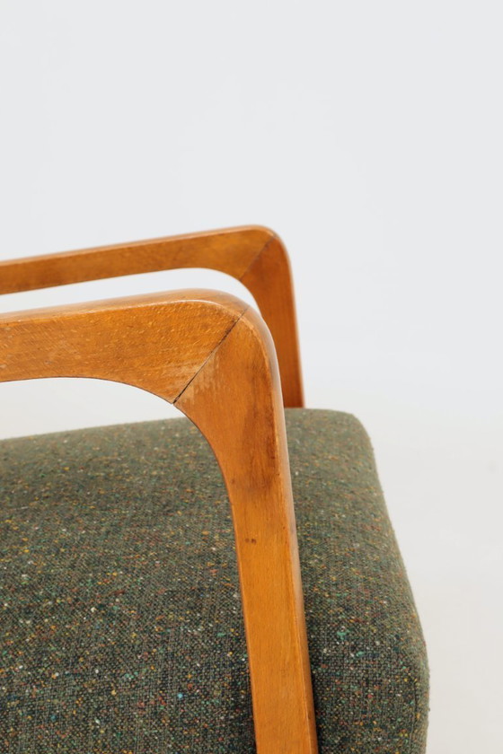 Image 1 of Vintage Pair Armchair Avocado Green Tweed Upholstery, 1960, Poland