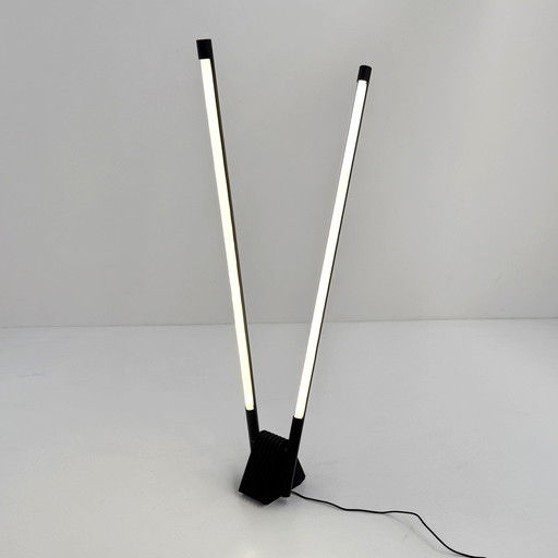Black Sistema Flu Floor Lamp by Rodolfo Bonetto for Luci Italia, 1980s