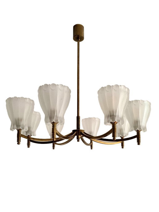 Impressionante lampada a sospensione vintage - Anni '40 - '50 - Ottone - Germania -.