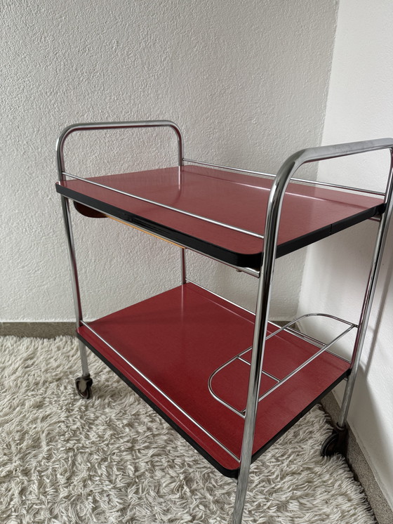 Image 1 of Rolling Formica Sideboard 60s