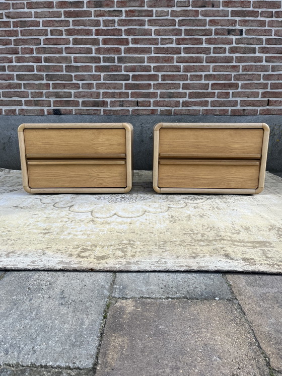 Ensemble vintage de commodes en chêne clair style Space Age années 1970 – Wood (photo 2 of 15)