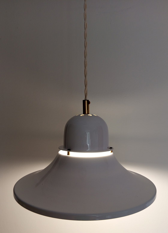Image 1 of Vintage metalen hanglamp ontworpen door Bela Nadas (Hongaarse industriële kunstenaar) uit de jaren 70