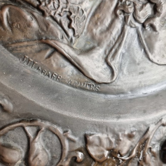 Image 1 of Antico piatto da parete in rame Rubens con donna, XIX secolo