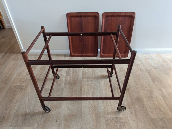 Image 1 of Chariot / Chariot de Bar Vintage Danois en Teck – 1960 - Style Pastoe / Cees Braakman / Coja Culemborg