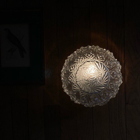 Image 1 of Applique da parete in vetro vintage, plafoniera rotonda, 22 cm