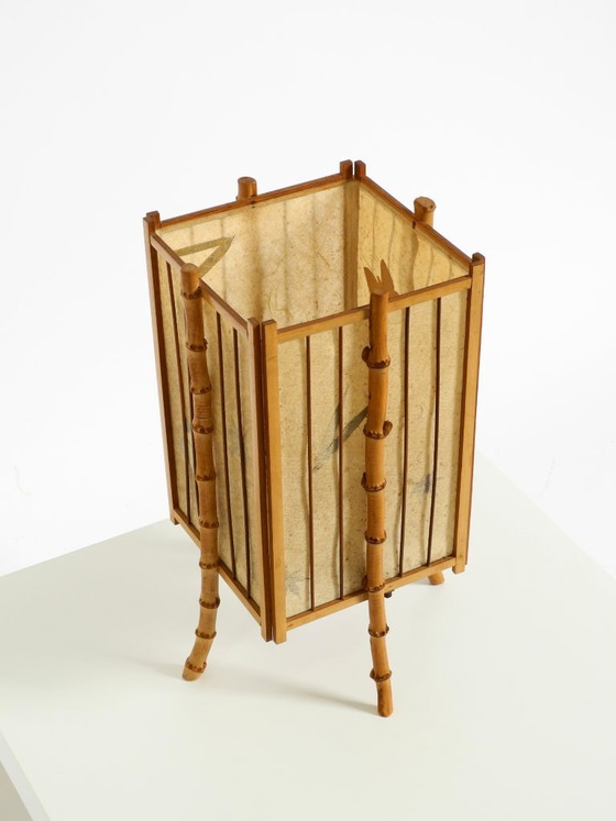 Beautiful French Mid-Century Modern Table Lamp Made Of Bamboo And Parchment Paper (photo 10 of 20)