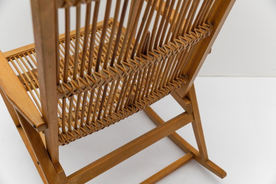 Image 1 of Sedia a dondolo in legno e rattan della Deutsche Werkstätten Hellerau, anni '60