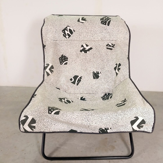 Poltrona vintage IKEA "Lya" / Sedia pieghevole (1987), Design Postmoderno 🌟, Poltrone, polished steel, Tela (foto 4 di 11)
