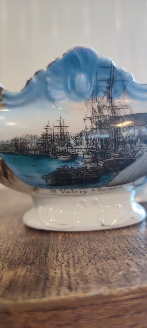 Image 1 of Par de cuencos antiguos de loza "St-Valery-sur-Somme" 1930