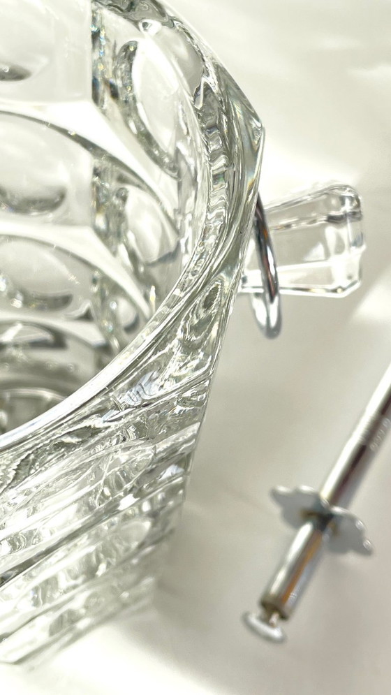 Image 1 of SEAU à Glace Cristal Ciselé et PINCE Vintage