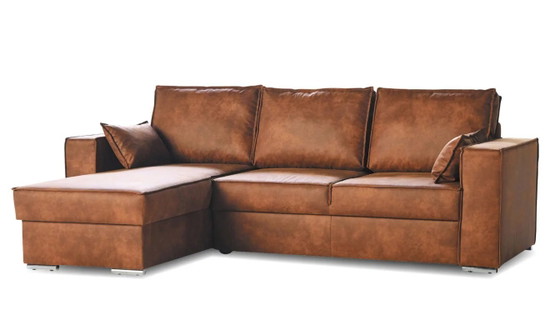 Image 1 of Comfortabele bruine hoekbank met chaise longue