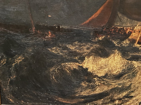 Image 1 of D'après J.M.W. Turner (1775-1851) - Jetée de Calais - Huile sur toile encadrée 104 x 81 cm