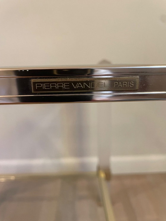 Image 1 of Table d'appoint Pierre Vandel – Paris | Pieds en verre mat | Années 1980