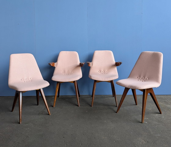 Image 1 of 4x vintage teak eetstoelen G.J. van Os Culemborg