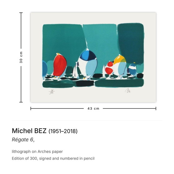 Image 1 of Michel BEZ Régate 6 Litografía firmada