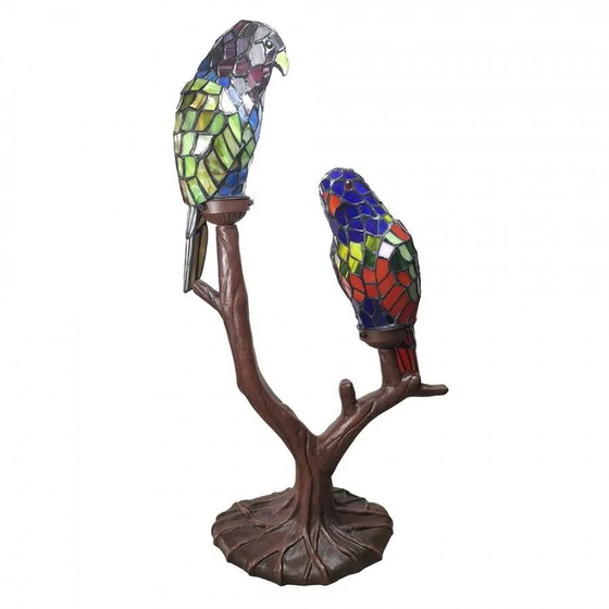 Lampada da tavolo doppia Tiffany Parrot, Lampade da tavolo, Cristallo, Vetro, Blu, Vintage (foto 2 di 5)