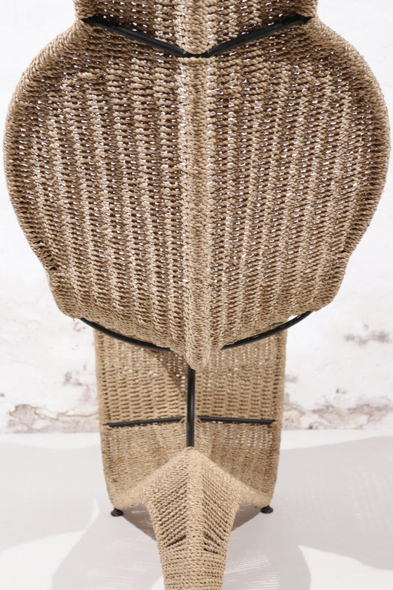 Image 1 of Tom Dixon ‘Speed’ lounge chair voor Space Design, 1990s – gevlochten touw & smeedijzer