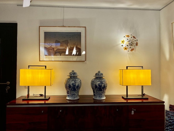Coppia di Lampade da Tavolo Vintage – Metallo, Tessile (photo 5 of 5)