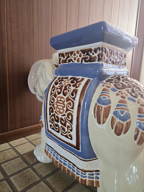 Image 1 of Vintage Ceramic Elephant Plant Table / Side Table