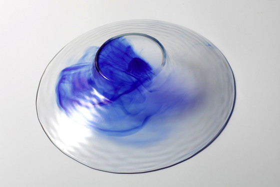 Image 1 of Vintage Blue Swirl Glass Fruit Bowl / Bormioli Rocco / Italy / 1990s