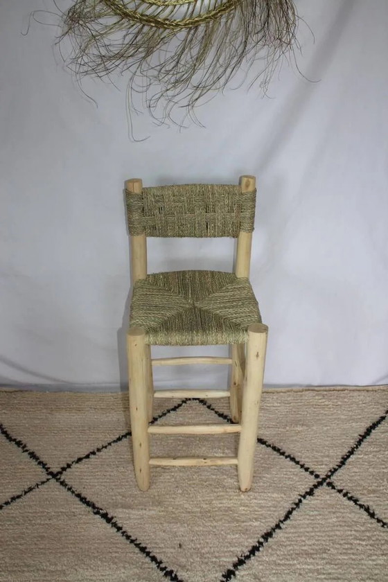 Taburete marroquí hecho a mano 100cmx35x35 – Taburetes de bar, Cuero, Madera, Bohemian (photo 6 of 8)