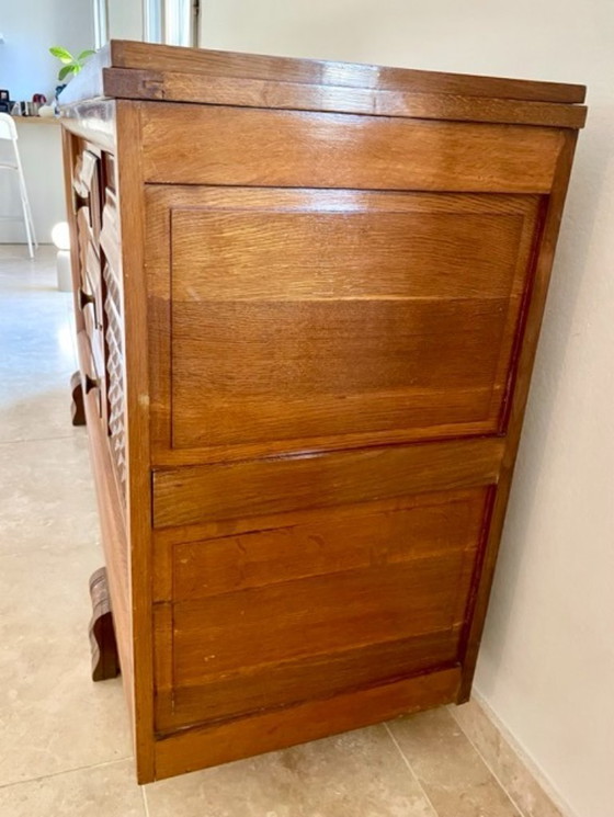 Image 1 of Geometric Oak Sideboard in the Style of Charles Dudouyt (1940s)