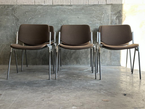 6 chaises Castelli DSC 106, Giancarlo Piretti - marron