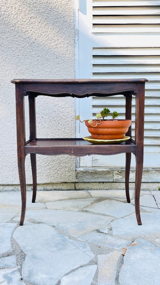 DESSERTE Etagère BOIS Massif et Pieds courbés VINTAGE